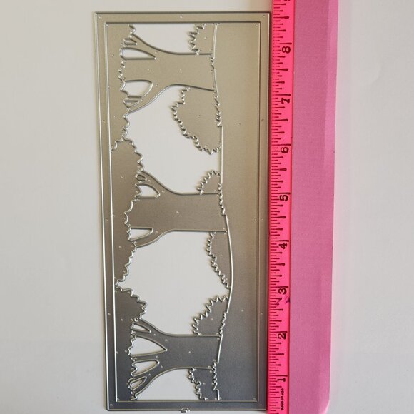 #397 Die - Rectangle Landscape Forest Tree Bushes Slimline Greeting Card - Picture 4 of 4